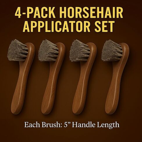 APPLOTATION Horsehair Brush Applicator 4 عبوات تلميع الشعر البولندية للجلد والأحذية والأحذية والصابون السرج والكريمات والمكيفات-فرشاة اللمعان اللطيفة للعناية الجلدية in Saudi Arabia