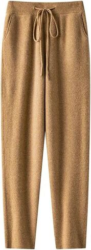Women's High Waist Wool Pants Knit Slim 100 Percent Merino Wool Warm Comfortable Casual Fashion Trousers in Saudi Arabia
