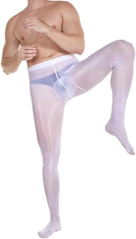 Mens Sexy Ultra Thin Glossy Oily Pantyhose Tights Hosiery Sheath Socks Seamless silk stockings Elasticity Lingerie 2 Pieces in Saudi Arabia