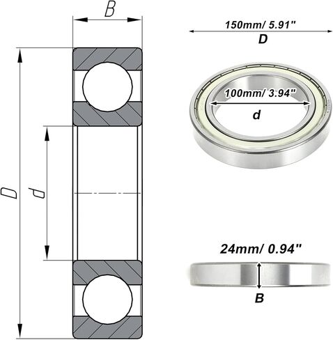 ACROPIX 6819ZZ Deep Groove Ball Bearings P0 95x120x13mm Lubricated Bearings Double Metal Seal Silver Tone Scooter Skateboard Wheel in Kuwait