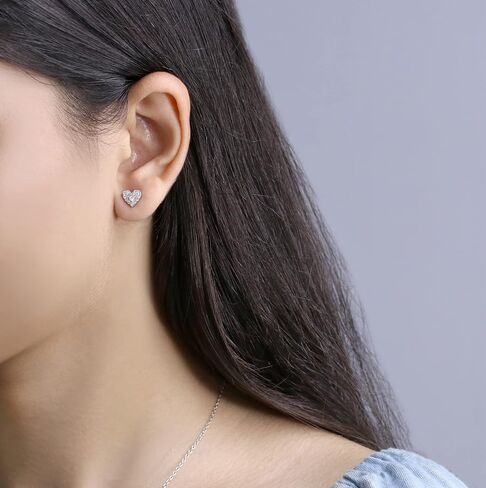 Dazzlingrock Collection Round White Diamond Heart Shape Cluster Style Post Stud Earrings for Her (0.35 ctw, Color I-J, Clarity I1-I3) in Solid Gold in Saudi Arabia