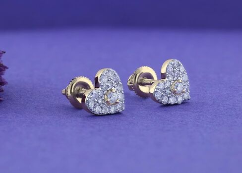 Dazzlingrock Collection Round White Diamond Heart Shape Cluster Style Post Stud Earrings for Her (0.35 ctw, Color I-J, Clarity I1-I3) in Solid Gold in Saudi Arabia
