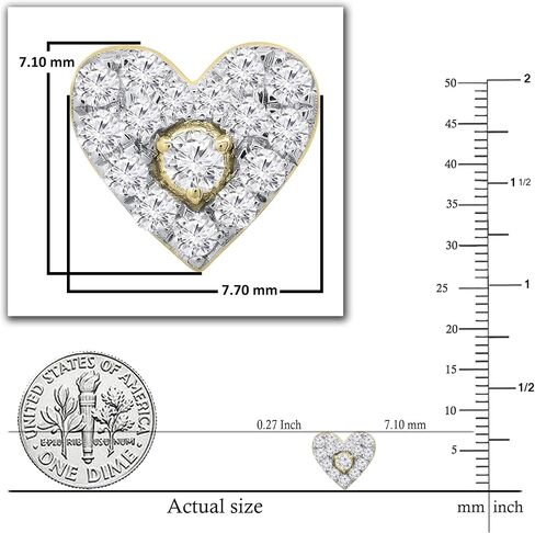 Dazzlingrock Collection Round White Diamond Heart Shape Cluster Style Post Stud Earrings for Her (0.35 ctw, Color I-J, Clarity I1-I3) in Solid Gold in Saudi Arabia