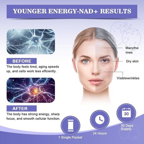 ملحق NAD 1000mg مزيج تآزري مع الريبوسيد النيكوتيناميد ، PQQ & RESVERATROL - مكملات مضادة للشيخوخة المتميزة للطاقة الخلوية والوضوح العقلي وطول العمر (30 حزمة) in Saudi Arabia