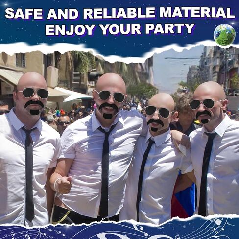 Mepase Bald Caps with Glasses and Mustache Bald Head Wig Cap Party Costume Accessories for Women Men Halloween Cosplay in Kuwait