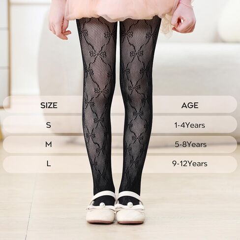Zando Girls Lace Tights 2 Pack Heart Butterfly Rose Patterned Fishnet Stocking Hollow Pantyhose Toddler Girl 1T-12 Years in Saudi Arabia