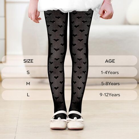 Zando Girls Lace Tights 2 Pack Heart Butterfly Rose Patterned Fishnet Stocking Hollow Pantyhose Toddler Girl 1T-12 Years in Saudi Arabia