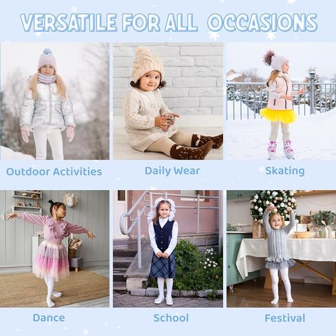 Zando Girls' High Waist Elastic Fleece Lined Thickened Tights & Stockings & Pantyhose - Ultra-Stretch for 3T-12 Years in Saudi Arabia