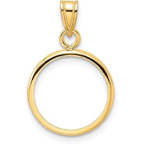 Generic 14k Polished 14.0mm Prong Coin Bezel Pendant, Yellow in Saudi Arabia