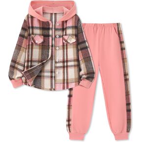 ملابس الفتيات تسقط ملابس الفانيلا الكلاسيكية منقوشة ناعمة دافئة للبنات Sweatshirt Sweatpant 2pcs مجموعات 7-14y in Kuwait