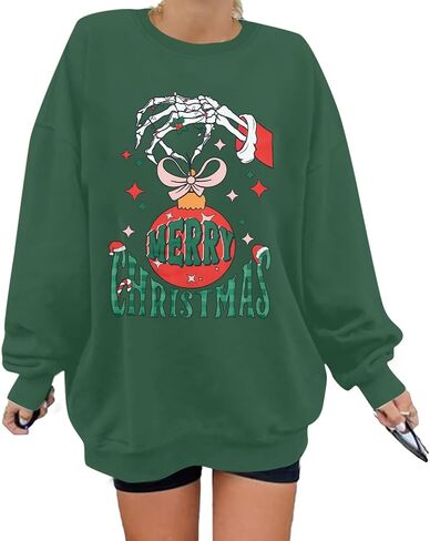 MNLYBABY Merry Christmas Santa Sweatshirt Oversized: Women Christmas Shirt Santa Claus Sweater Christmas Vibes Retro Tops in Saudi Arabia
