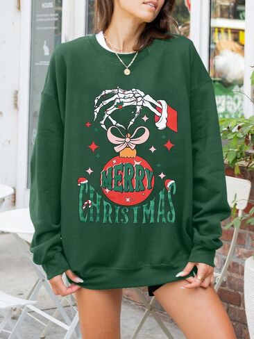 MNLYBABY Merry Christmas Santa Sweatshirt Oversized: Women Christmas Shirt Santa Claus Sweater Christmas Vibes Retro Tops in Saudi Arabia