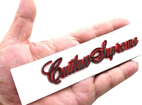 2PCS Cutlass Sail Panel Script Emblem Badge 3D Planting Letter Presentive for Supreme 1978-1988 Repro 20085597 (Black) in Kuwait