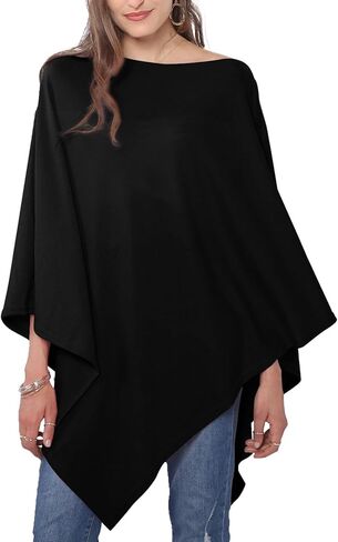 MissShorthair Women's Lightweight Knitted Scarf Poncho Sweater Cape Shawl Versatile Spring Summer Ponchos Wraps in Kuwait