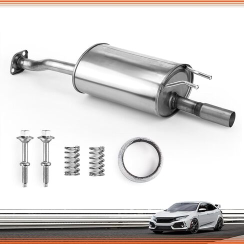 409 Stainless Steel Rear Exhaust Muffler Compatible for 2006-2011 Honda Civic 1.8L and 2006-2011 Honda Civic Hybrid Sedan 1.3L-Including Gasket and Bolt kit Part Number:18307-SNA-A01(VK-HC01) in Kuwait