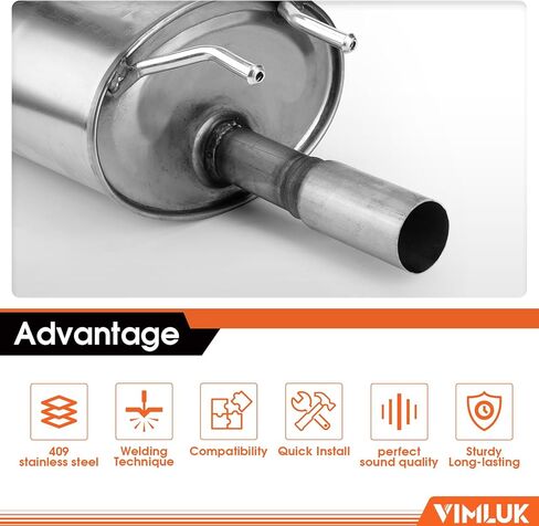 409 Stainless Steel Rear Exhaust Muffler Compatible for 2006-2011 Honda Civic 1.8L and 2006-2011 Honda Civic Hybrid Sedan 1.3L-Including Gasket and Bolt kit Part Number:18307-SNA-A01(VK-HC01) in Kuwait