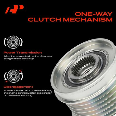 A-Premium Alternator Freewheel Clutch Pulley Compatible with Volvo C70 2007-2013, C30 2008-2013, S40 2007-2011, V50 2007-2011, 2.4L 2.5L, 5 Grooves Clockwise in Saudi Arabia