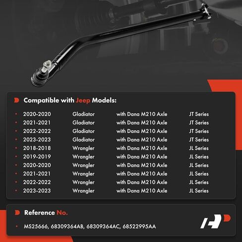 A-Premium Spindle Steering Drag Link, Compatible with Jeep JL Series Wrangler 2018-2023, JT Series Gladiator 2020-2023, with Dana M210 Axle in Saudi Arabia