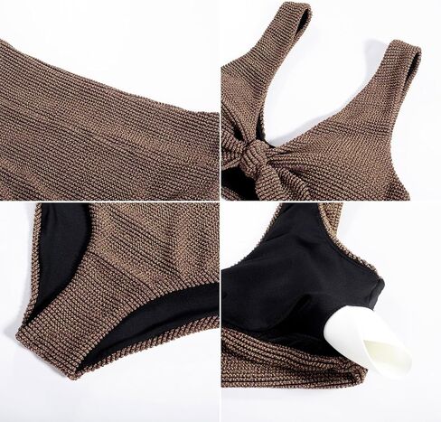 Hanna Nikole Women High Waisted Bikini Sets, Two Piece Swimsuit Tummy Control, Textured Bathing Suits, Tie Knot Swimwear in Saudi Arabia