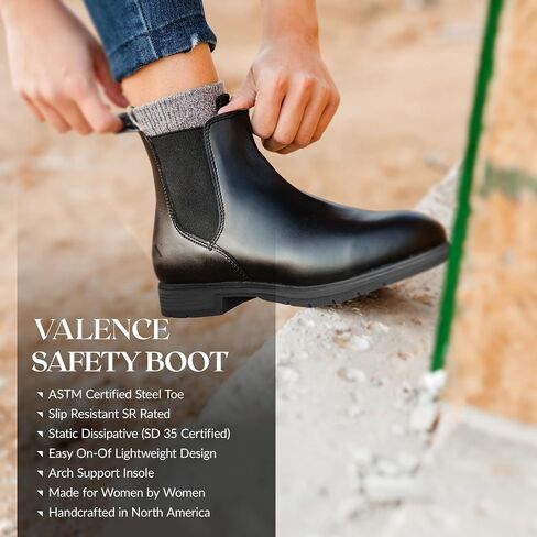 Xena Workwear ، Calvence SD Steel Toe Women's Work Boots ، Chelsea ، Slip Resistant ، ASTM F2413 Certified ، OSHA متوافقة in Saudi Arabia