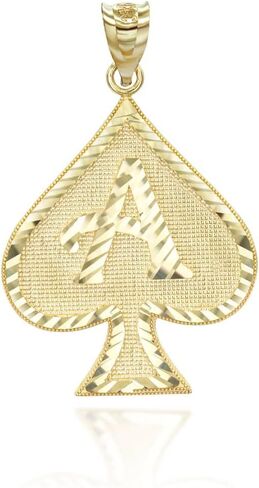 Fine 14K Yellow, White, and Rose Gold Ace of Spades Pendant Charm Necklace in Saudi Arabia