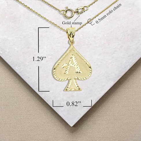Fine 14K Yellow, White, and Rose Gold Ace of Spades Pendant Charm Necklace in Saudi Arabia