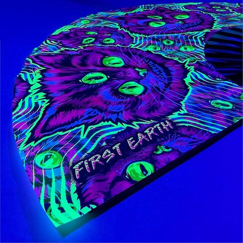 First Earth UV Glow Rave Fan – Folding Hand Fan with Bamboo Ribs & Blacklight Reactive Fabric – Loud Snap, Festival Accessory for EDM, Dance, Party, and Performance – 13" Closed, 25" Open (Luna Moth) in Kuwait