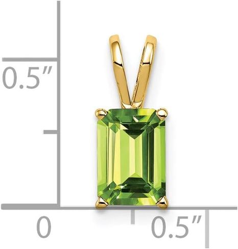 Solid 14k Yellow Gold 8x6mm Emerald Cut Peridot Green August Gemstone Pendant Charm in Saudi Arabia
