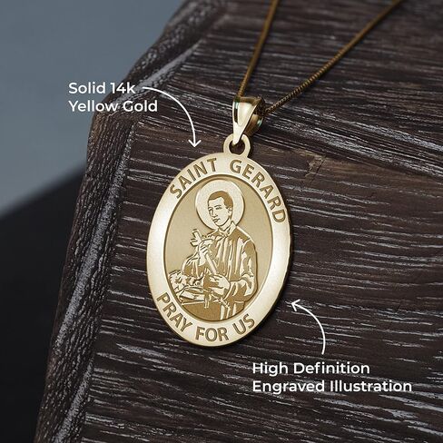 PicturesOnGold.com Saint Gerard Religious Medal - 1/2 X 2/3 Inch Size of Dime, Solid 14K Yellow Gold in Saudi Arabia