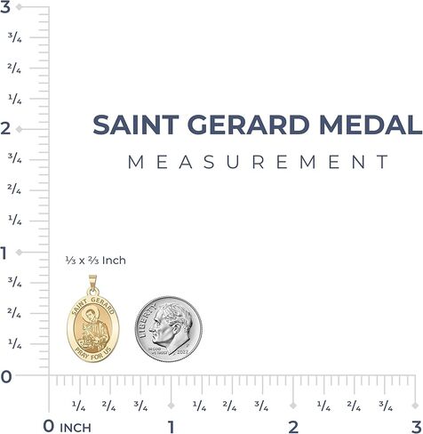 PicturesOnGold.com Saint Gerard Religious Medal - 1/2 X 2/3 Inch Size of Dime, Solid 14K Yellow Gold in Saudi Arabia