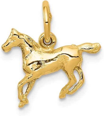 Solid 14k Yellow Gold Horse Charm Pendant 13mm in Saudi Arabia