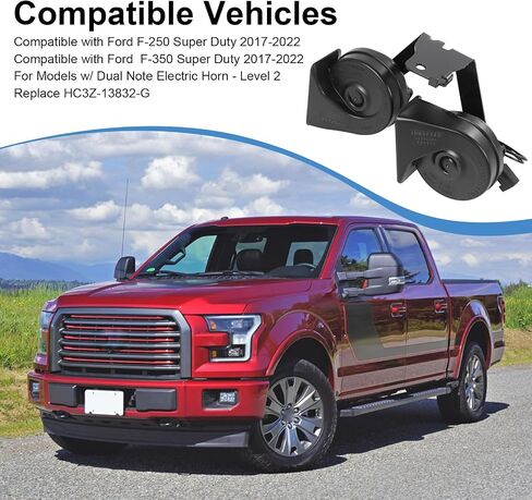 Horn Assembly with Bracket Dual Note Electric Horn Level 2 Compatible with Ford F250 F350 Super Duty 2017-2022 Replaces# HC3Z-13832-G in Saudi Arabia