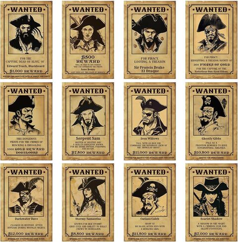 Marspark 12 Pcs Western Wanted Sign Cutouts for Halloween 8 x 12 Inch Wanted Paper Poster with Glue 12 Designs Multicolor Party Prop for Barn Dance Western Themed Banquet and Historical Reenactment in Saudi Arabia