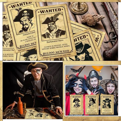 Marspark 12 Pcs Western Wanted Sign Cutouts for Halloween 8 x 12 Inch Wanted Paper Poster with Glue 12 Designs Multicolor Party Prop for Barn Dance Western Themed Banquet and Historical Reenactment in Saudi Arabia