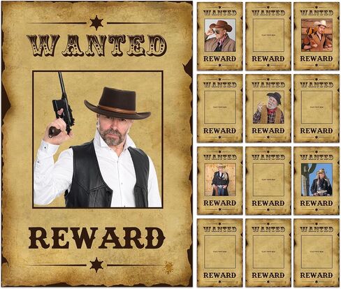 12 PCS Western Wishing Poster for Halloween Wanted Paper Poster with Glue Point MulticOlor Party Prop for Western Seried Banquet Historical Reenction (10 × 15 Int) in Saudi Arabia