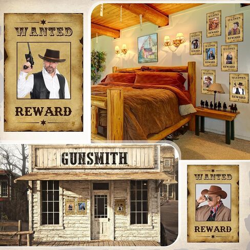 12 PCS Western Wishing Poster for Halloween Wanted Paper Poster with Glue Point MulticOlor Party Prop for Western Seried Banquet Historical Reenction (10 × 15 Int) in Saudi Arabia