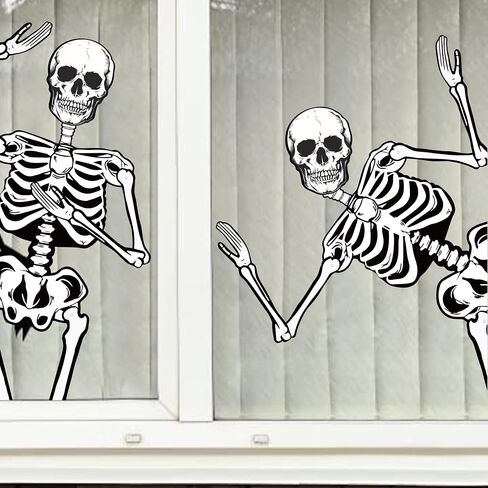 Halloween Skeletons Decorations, 3.2ft Large Paper Skeleton Decor Vintage Posable Jointed Skeleton for Halloween Birthday Spooky Party Windows Door Decorations (1 Pack) in Saudi Arabia