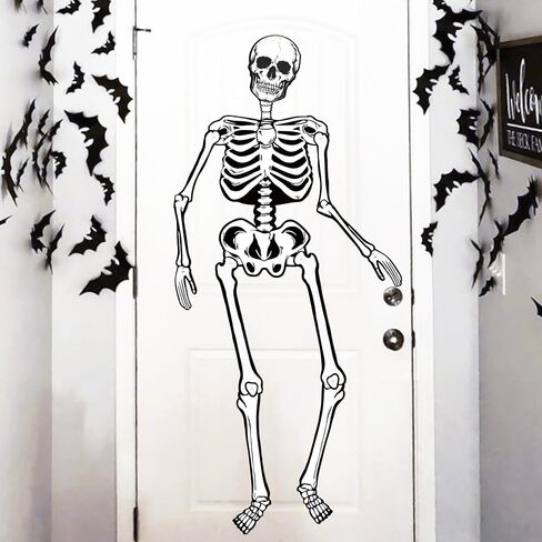 Halloween Skeletons Decorations, 3.2ft Large Paper Skeleton Decor Vintage Posable Jointed Skeleton for Halloween Birthday Spooky Party Windows Door Decorations (1 Pack) in Saudi Arabia