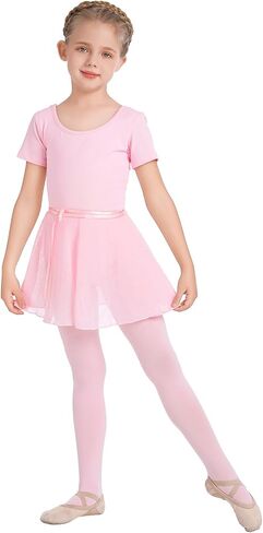 Odasdo Dance Leotard for Girls with chiffon wrap tutu skirt dance الضيقة كومبو أطفال راقصة باليرينا لباس. in Kuwait