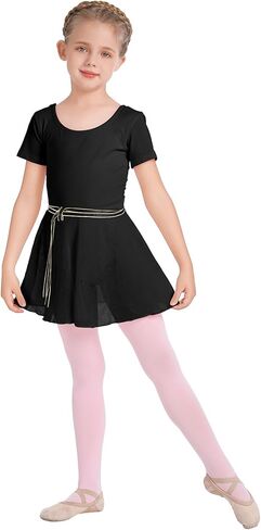 Odasdo Dance Leotard for Girls with chiffon wrap tutu skirt dance الضيقة كومبو أطفال راقصة باليرينا لباس. in Kuwait