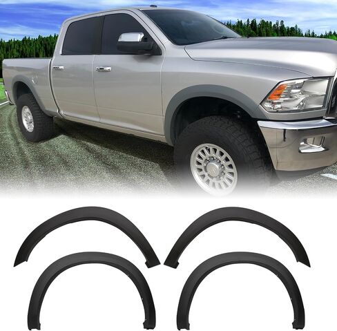Fender Flares Compatible With 2010-2018 Dodge Ram 2500 3500, Factory Style Matte Black Finish PP Injection Front Wheel Cover Protector Vent Trim by IKON MOTORSPORTS, 2011 2012 2013 2014 2015 2016 in Saudi Arabia