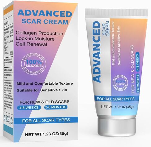 Silicone Scar Cream Scar Gel - Advanced Scar Treatment Keloid Bump Removal for Surgical Scars, C-Section, Injury, Stretch Marks, Acne, Burns, Keloids, Old & New Scars, 1.23Oz (35g) in Saudi Arabia