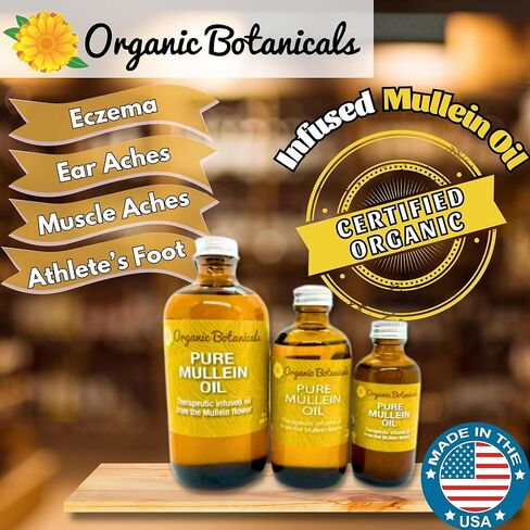 زيت موللين العضوي النقي - قطرات زيت الأذن العضوية - محلول رعاية الأذن الطبيعية لآلات الأذن والطنين والأطفال - مستخلص الموالين العشبي للتخفيف المهدئ (2 أوقية) in Kuwait