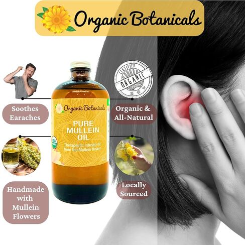 زيت موللين العضوي النقي - قطرات زيت الأذن العضوية - محلول رعاية الأذن الطبيعية لآلات الأذن والطنين والأطفال - مستخلص الموالين العشبي للتخفيف المهدئ (2 أوقية) in Kuwait