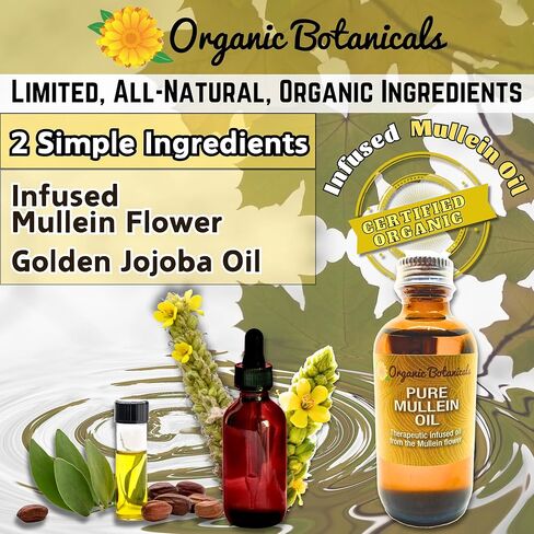 زيت موللين العضوي النقي - قطرات زيت الأذن العضوية - محلول رعاية الأذن الطبيعية لآلات الأذن والطنين والأطفال - مستخلص الموالين العشبي للتخفيف المهدئ (2 أوقية) in Kuwait