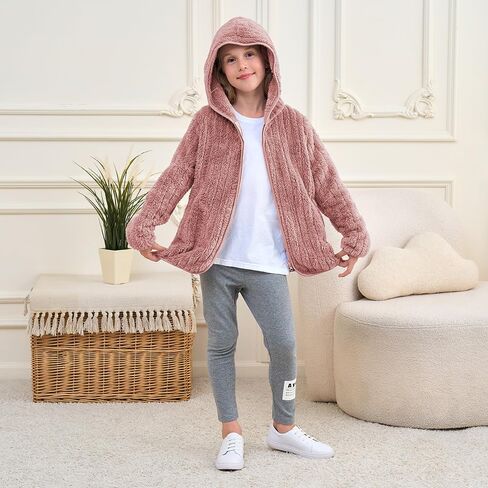 فتيات الصوف جاكيتات الأولاد شيربا هوديز الضوء قمم كاملة zip up الأطفال بلوزات الحجم 3-12 سنة in Kuwait