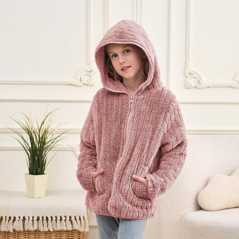 فتيات الصوف جاكيتات الأولاد شيربا هوديز الضوء قمم كاملة zip up الأطفال بلوزات الحجم 3-12 سنة in Kuwait