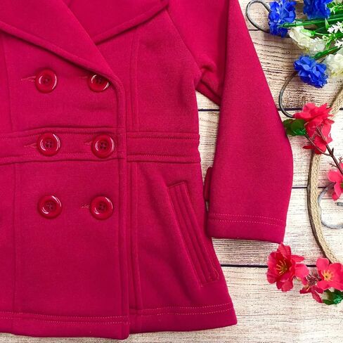 Girls' Fleece Coat with Hood Black Red Navy Fuchsia Grey in Saudi Arabia