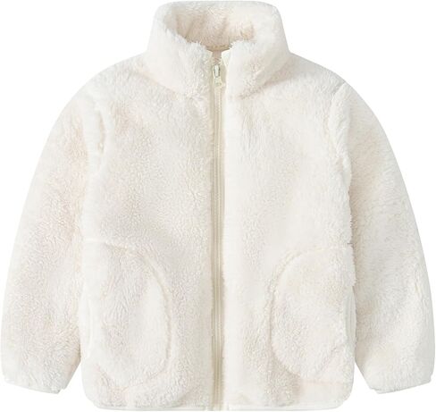 AIWUHE Toddler Girls Boys Fleece Jacket Kids Polar Fleece Zipper Jacket Soft Fall Winter Warm Outerwear With Pockets 2-8Y in Saudi Arabia