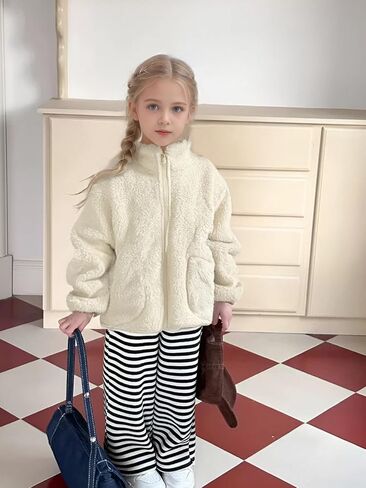 AIWUHE Toddler Girls Boys Fleece Jacket Kids Polar Fleece Zipper Jacket Soft Fall Winter Warm Outerwear With Pockets 2-8Y in Saudi Arabia